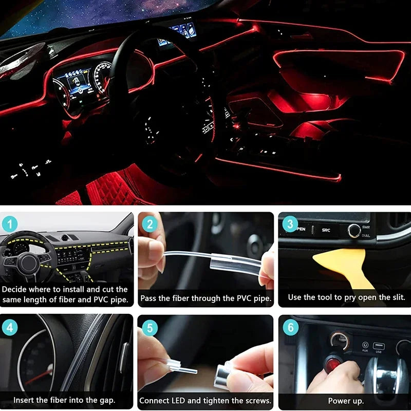Taśma RGB LED do Auta z Kontrolą przez Aplikację – Synchronizacja z Muzyką, IP67